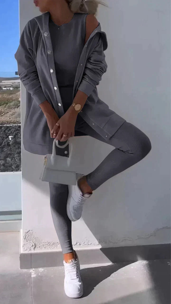 Conjunto de 3 piezas: Sudadera con capucha, Top y Pantalón
