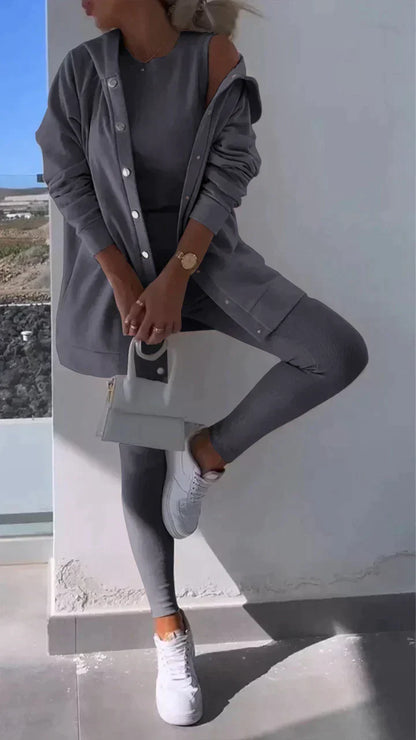 Conjunto de 3 piezas: Sudadera con capucha, Top y Pantalón