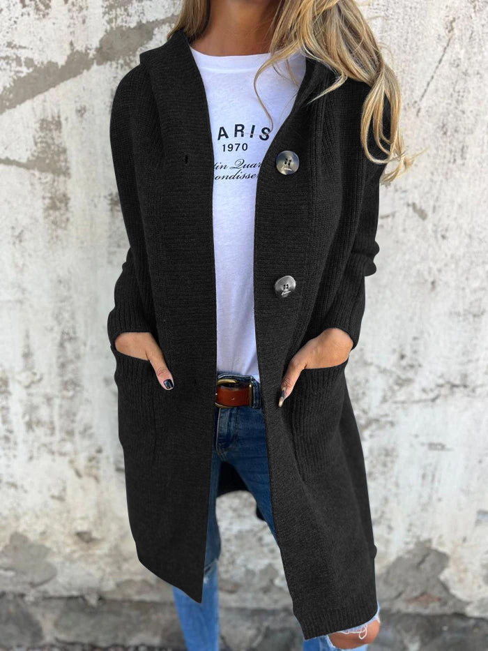 Sudadera larga con capucha y bolsillos mujer
