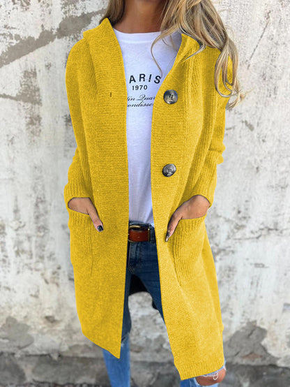 Sudadera larga con capucha y bolsillos mujer