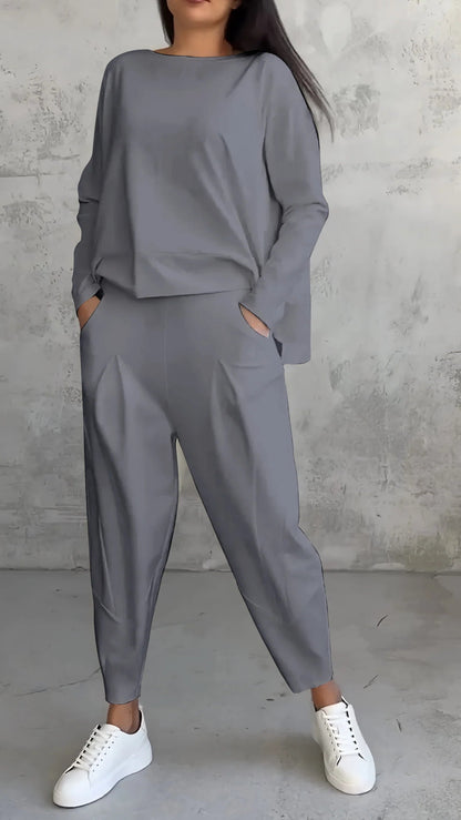 Chaquetilla Mujer Cuello Redondo Pantalón Largo