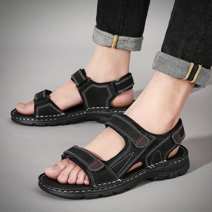 Sandalias Hombre Clásicas Tiras Ajustables Negras - Vestiria