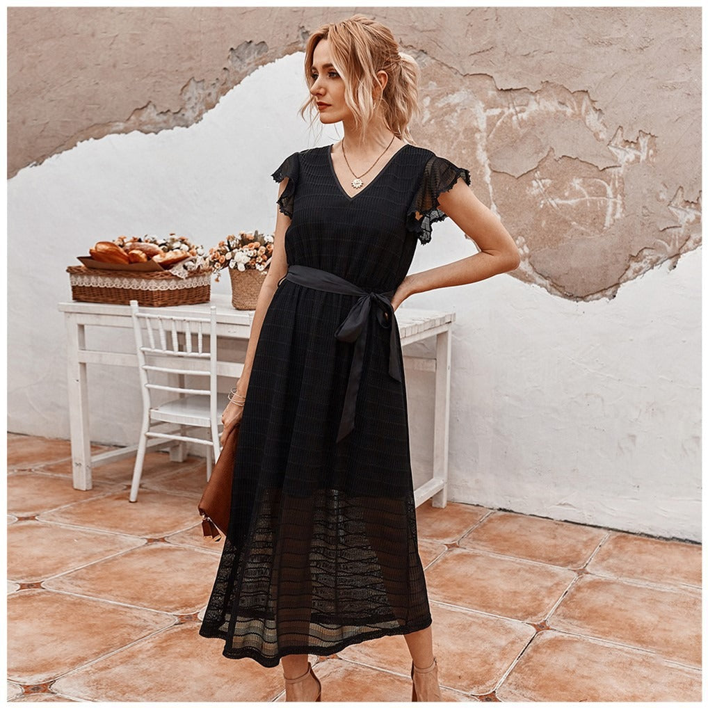 Vestido Mujer Midi Gasa Florado Elegante
