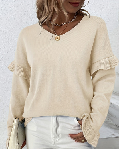 Blusa Mujer Elegante Manga Larga Volante Floral