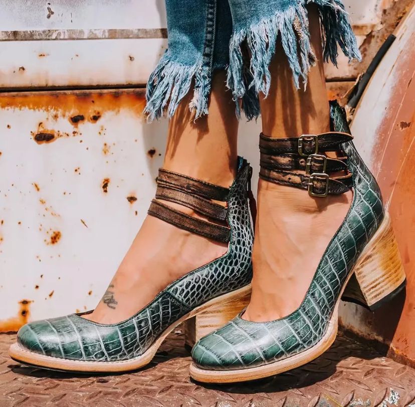 Zapatos Tacón Cuero Elegantes