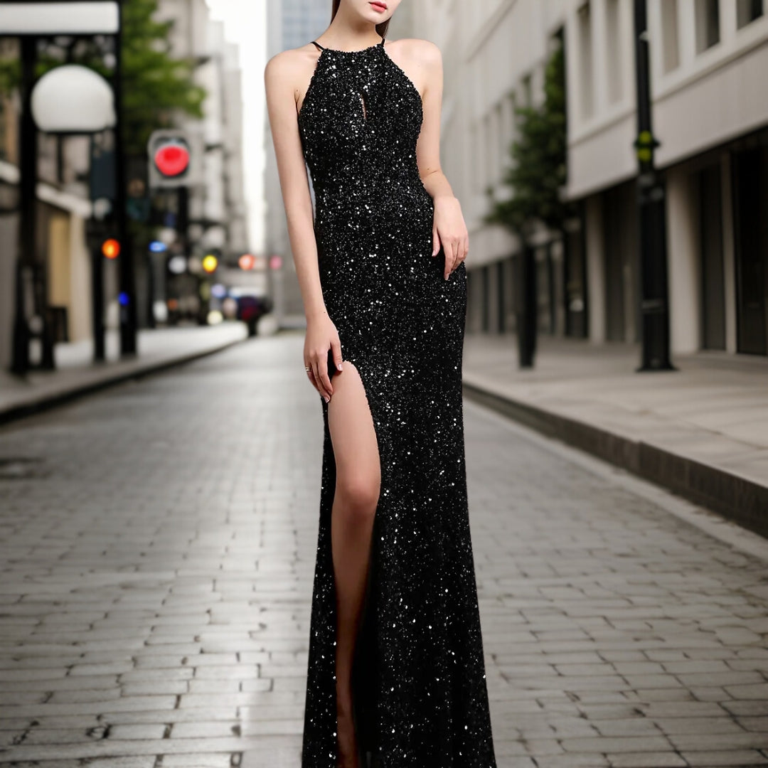 Vestido Noche Brillante de Lentejuelas Elegante - Vestiria