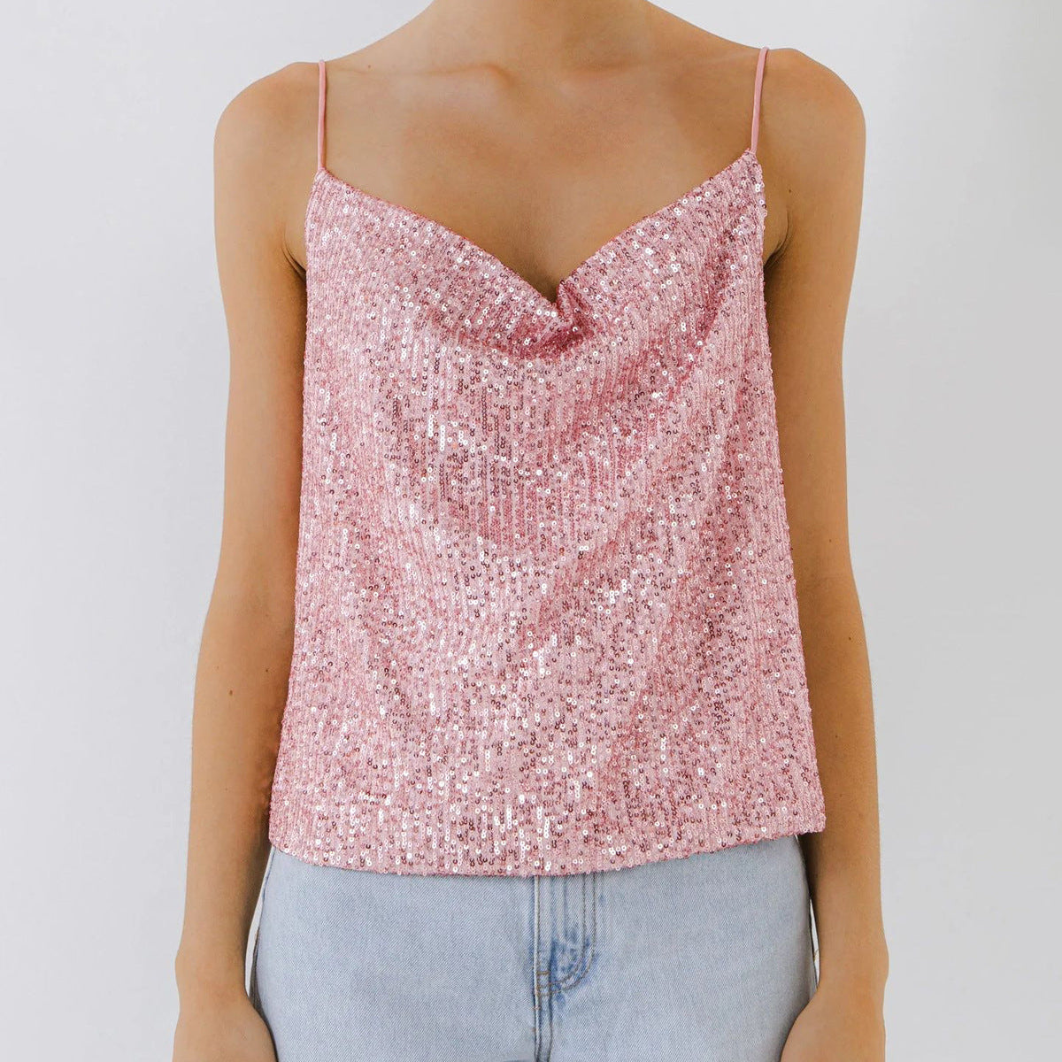Top de Mujer Brillante con Lentejuelas