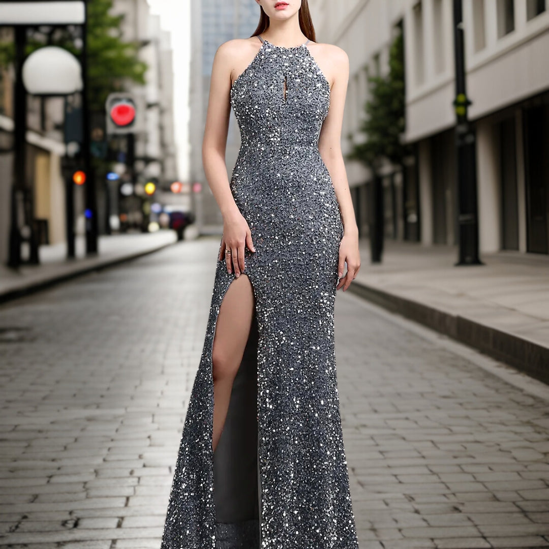 Vestido Noche Brillante de Lentejuelas Elegante