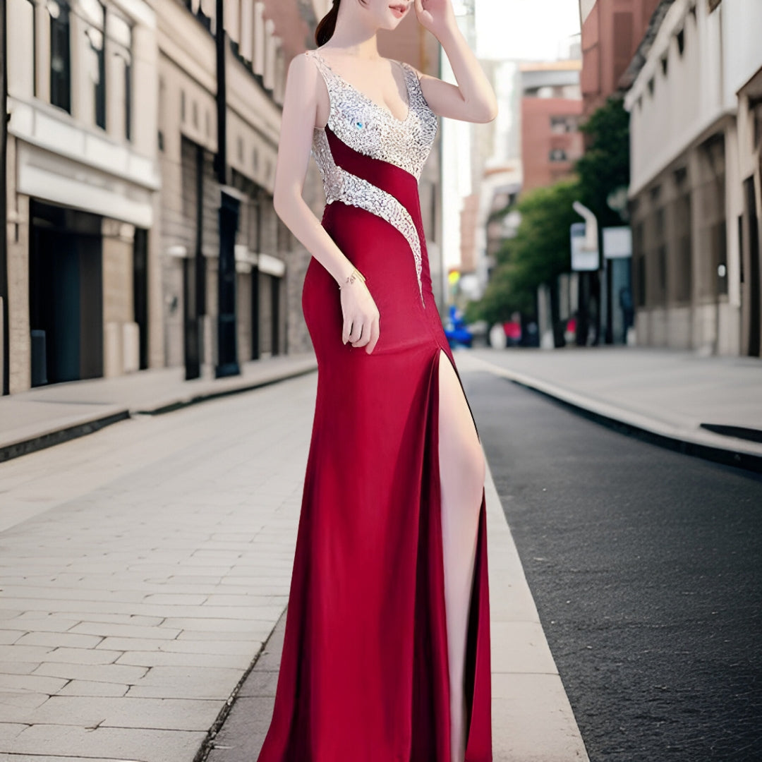 Vestido de Noche Brillante Lentejuelas Elegante