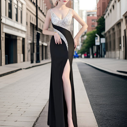 Vestido de Noche Brillante Lentejuelas Elegante - Vestiria
