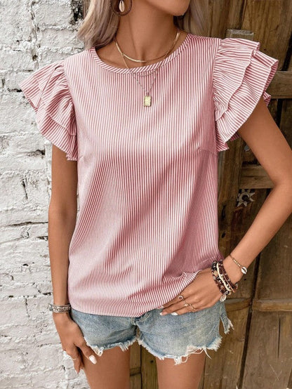 Blusa Rayas Elegante con Volantes