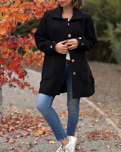 Chaquetón Mujer Lana Cuello Polo Elegante