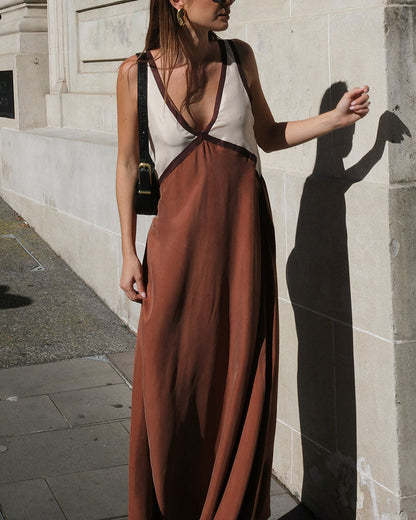 Vestido Elegante Largo con Escote en V