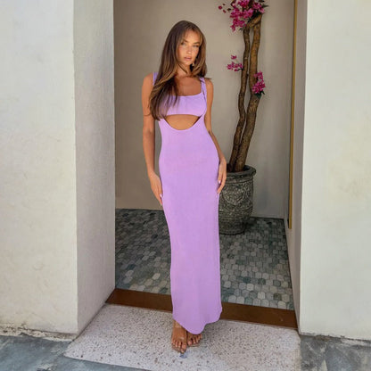 Vestido Largo Canalé Sin Mangas Fino Mujer - Vestiria