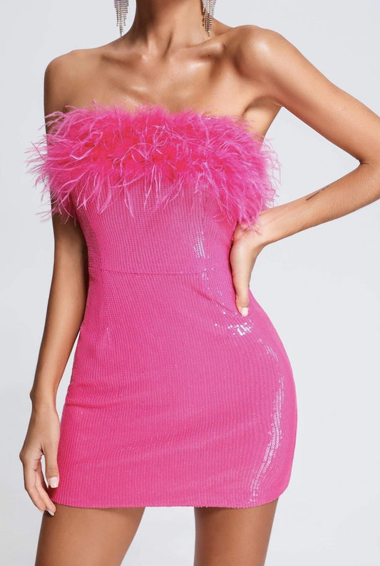Vestido Fiesta Mujer Brillante Escote Bardot - Vestiria