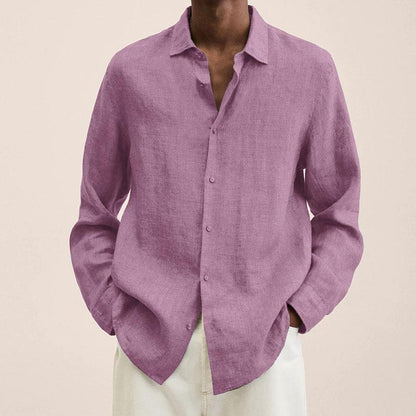 Camisas Lino Hombre Manga Larga Elegantes