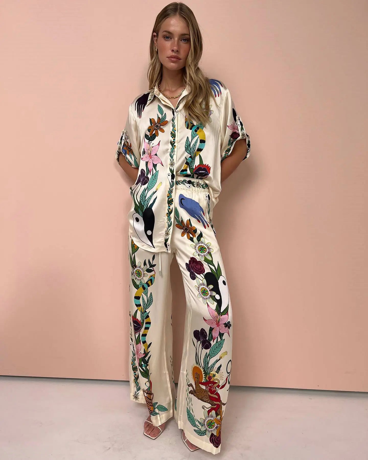 Pantalones Florales Mujer Estilo - Vestiria