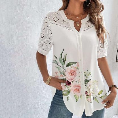 Blusa Mujer Encaje Florales Estilo Boho Blanco - Vestiria