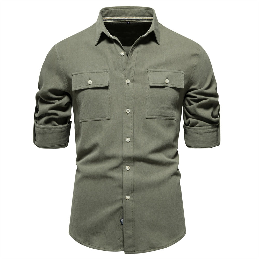 Camisa Hombre Algodón Bolsillos Cazadora Relajada