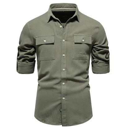 Camisa Hombre Algodón Bolsillos Cazadora Relajada