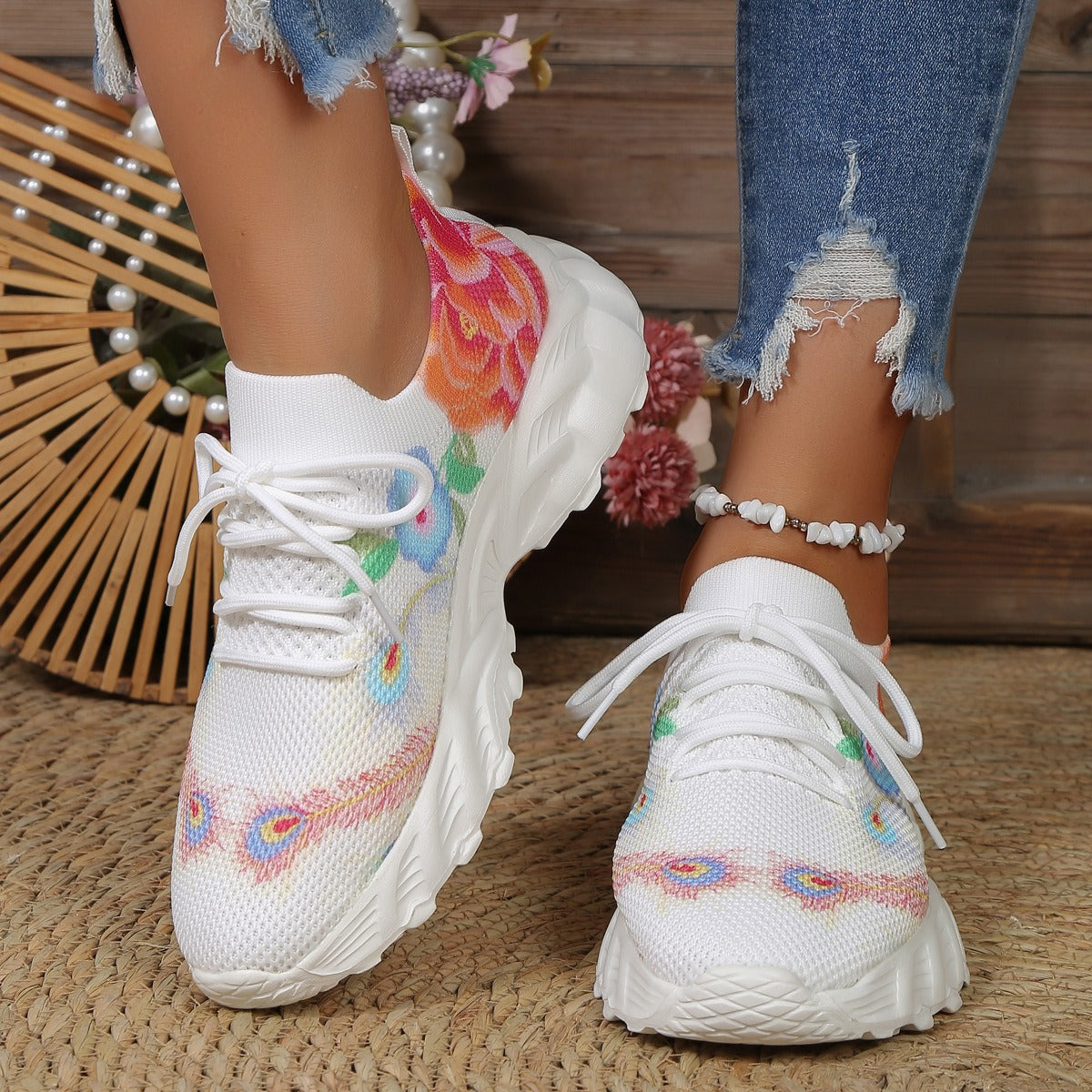 Zapatillas Mujer Estampado Floral Frescas