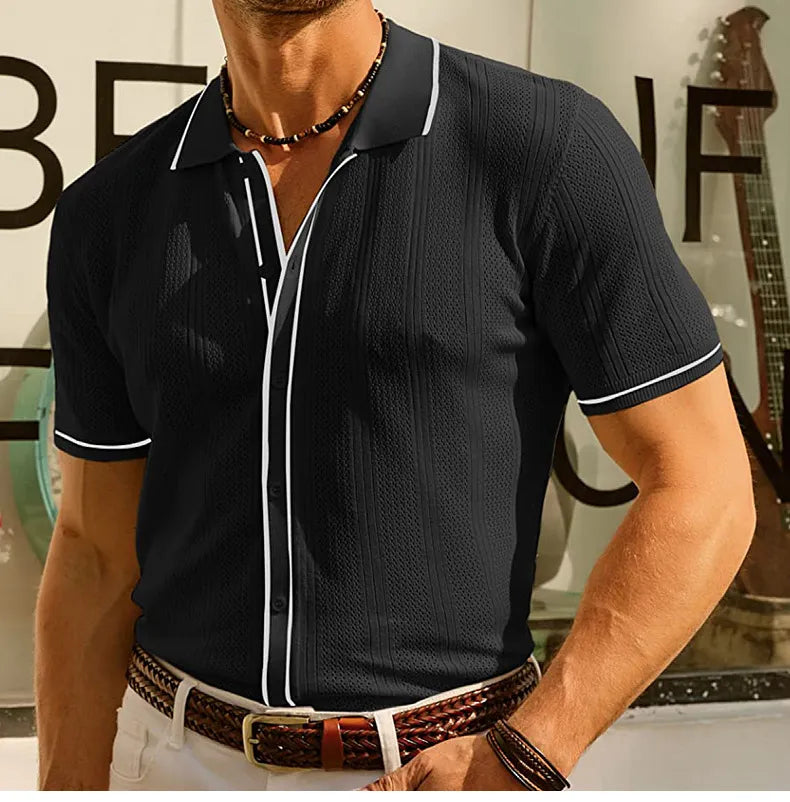 Polo Hombre Estampado Contraste Moderno