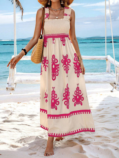 Vestido Boho Estampado Mujer con Tirantes