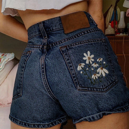 Shorts vaqueros mujer alto cintura estilo retro azul claro - Vestiria