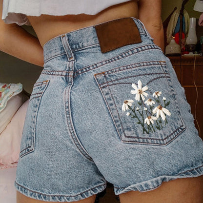 Shorts vaqueros mujer alto cintura estilo retro azul claro