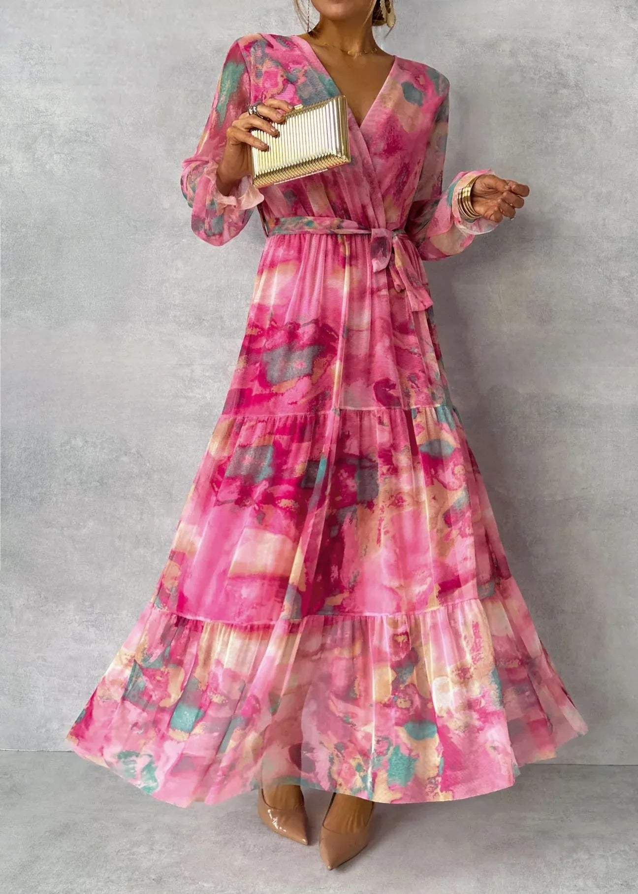 Vestido maxi floreado ligero y elegante mujer - Vestiria