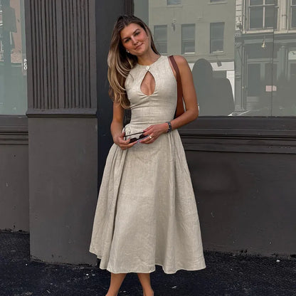 Vestido Boho Largo con Recorte