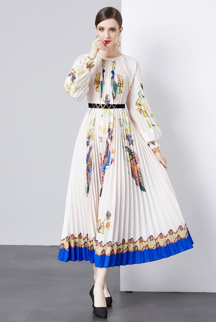 Vestido Boho Estampado Mangas Largas - Vestiria
