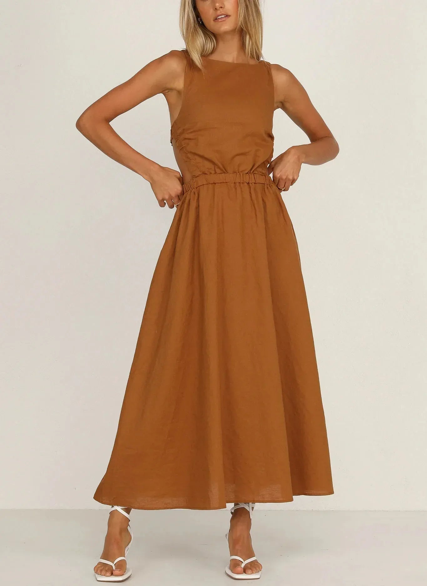 Vestido Mujer Algodón Lino Estilo Boho
