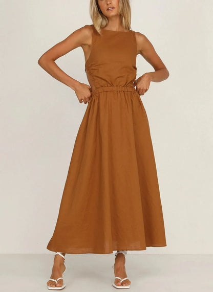 Vestido Mujer Algodón Lino Estilo Boho