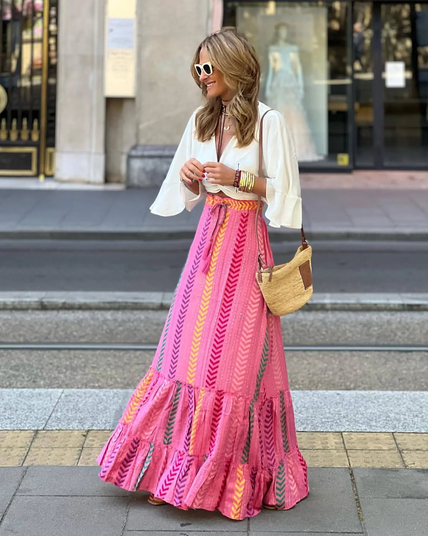Falda Boho Floral Ligera Mujer Verano