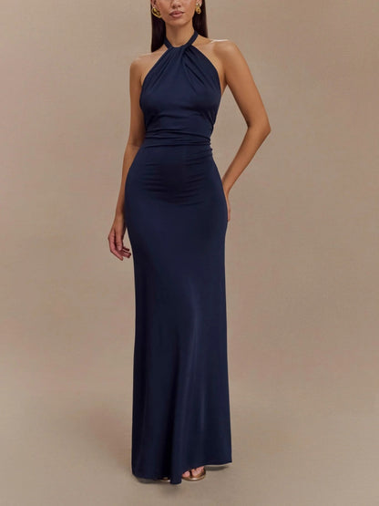 Vestido Fiesta Halter Escote Espalda Abierta Mujer