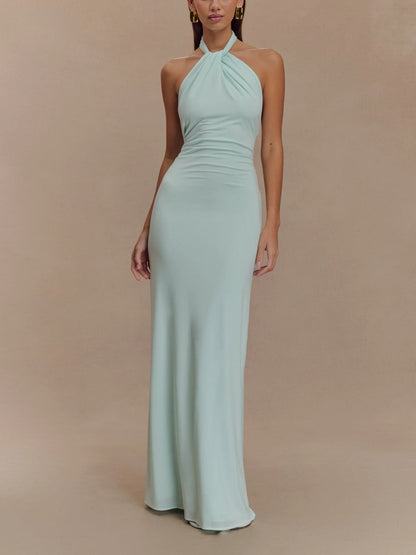 Vestido Fiesta Halter Escote Espalda Abierta Mujer - Vestiria