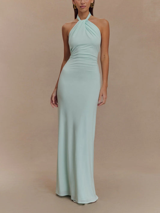 Vestido Fiesta Halter Escote Espalda Abierta Mujer - Vestiria