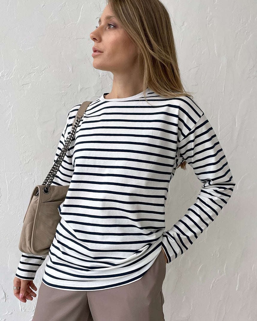 Blusa Rayada Manga Larga Estilo Chic