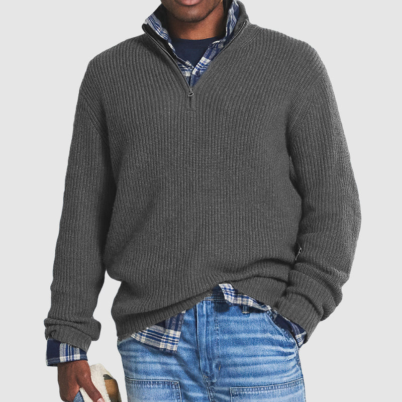 Sudadera de cachemira hombre casual con cremallera - Vestiria