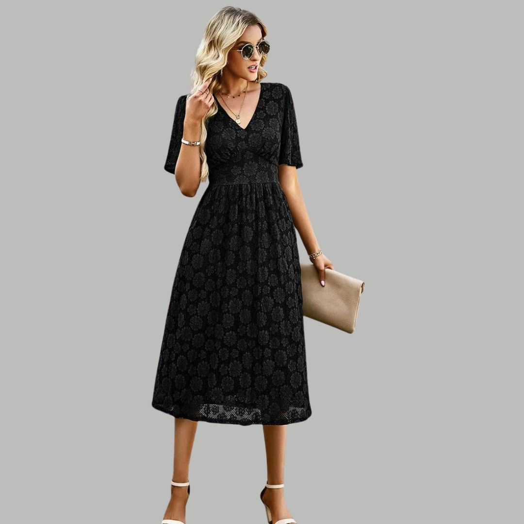 Vestido de Encaje Elegante con Escote en V
