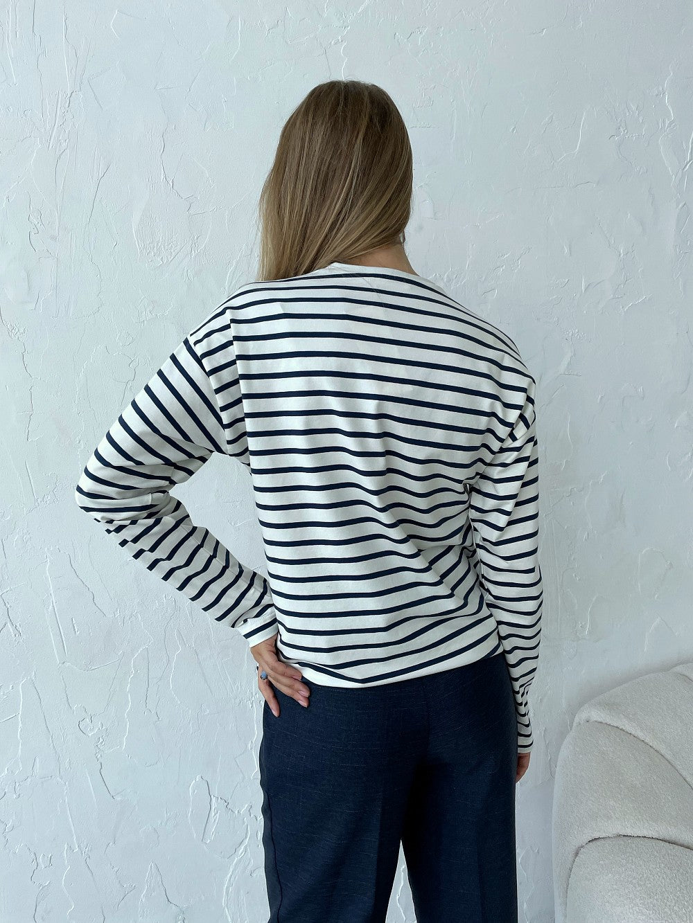 Blusa Rayada Manga Larga Estilo Chic - Vestiria