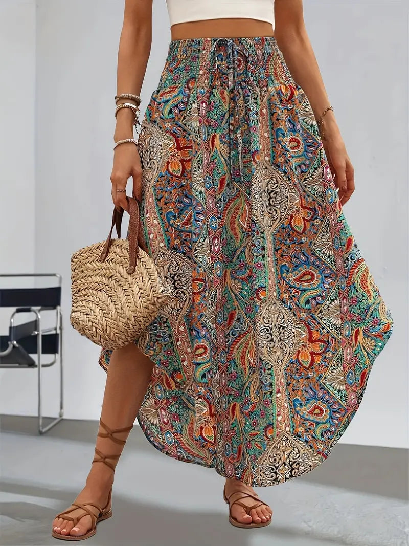Falda Estampada Floral Boho Chic - Vestiria