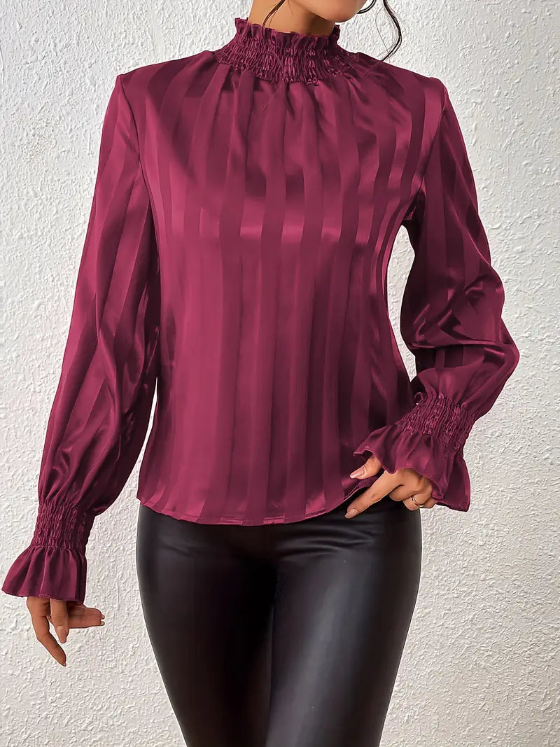 Blusa Raso Estampado Rayas Elegante Mujer - Vestiria