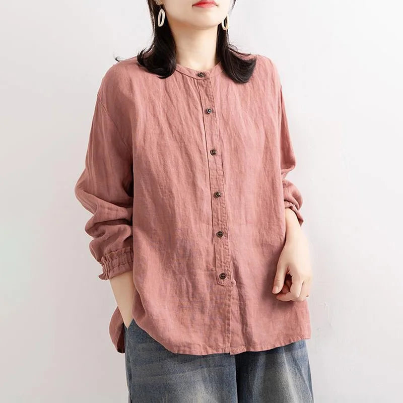 Blusa Mujer Abotonada Manga Larga Elegante