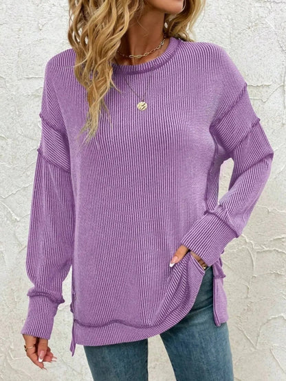 Jersey Cuello Redondo Rayas Elegante Mujer