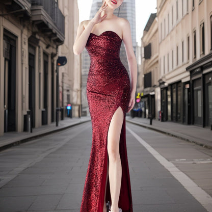 Vestido de Noche Glamuroso Brillante
