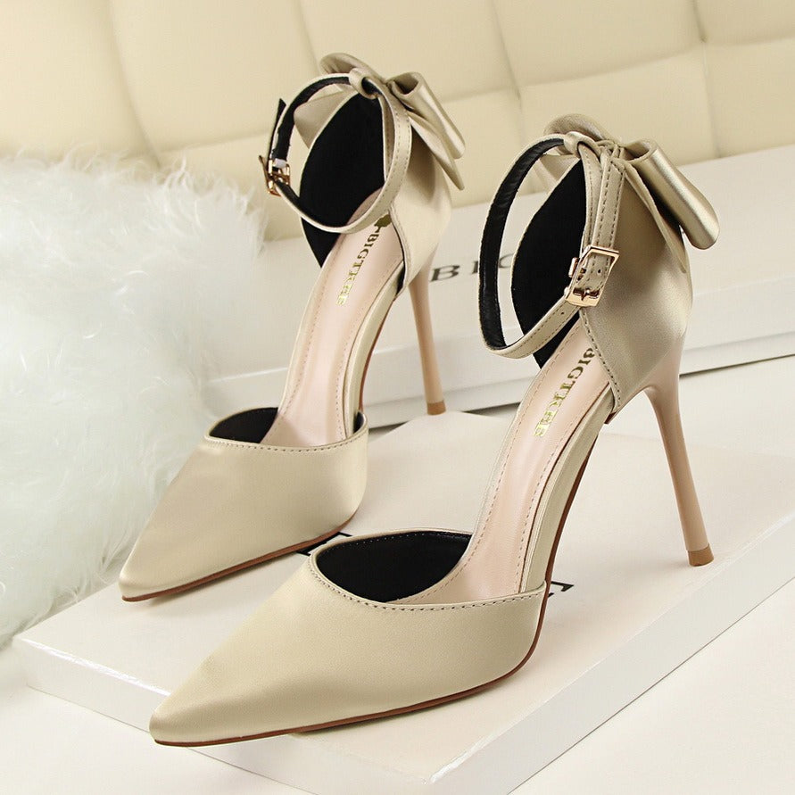 Zapatos de Tacón Alto Mujer Brillante Puntera Estrecha