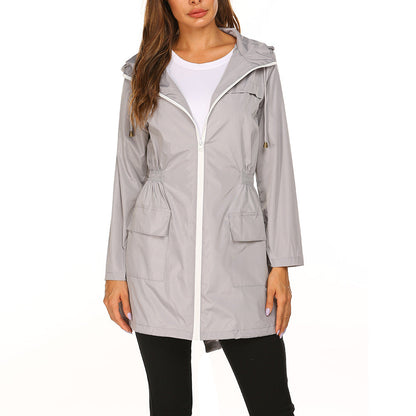 Chaqueta agua impermeable mujer capucha cortaviento