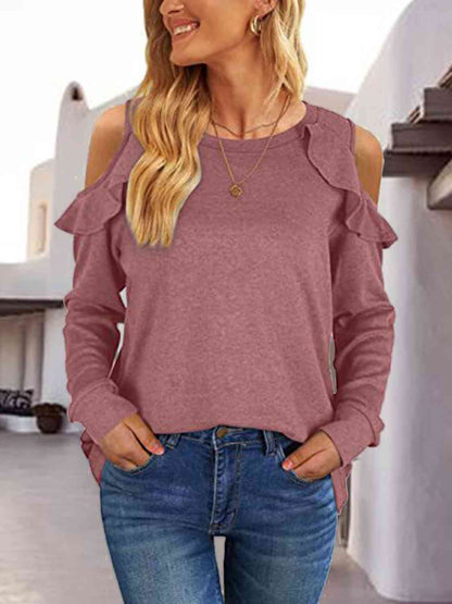 Blusa Mujer Casual Cuello Redondo Manga Larga